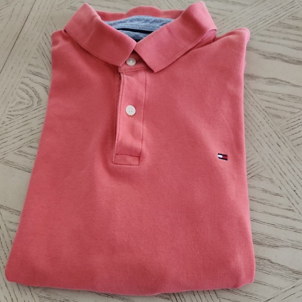 Tommy Hilfiger Custom Fit Coral Polo Shirt Men's Size Large